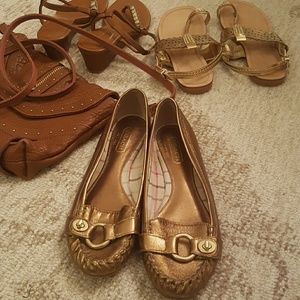 New Coach loafers, metallic gold leather